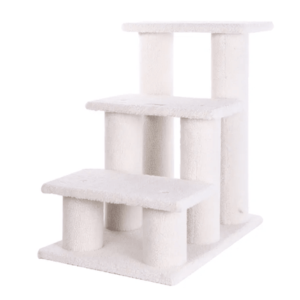 Real Wood 3-Step Pet Stairs Ramp for Dogs and Cats - 25 Inch Climber