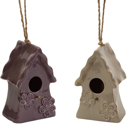 Melrose International 58737 12.5 in. Ceramic Hanging Bird Houses,